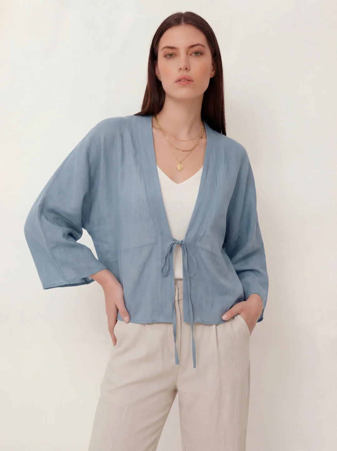 Damen Cardigan – Ramie Leicht & Bindefront