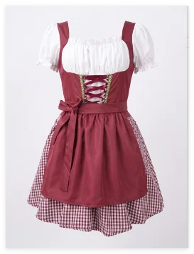 Damen Oktoberfest Dirndl Minikleid mit Puffärmeln
