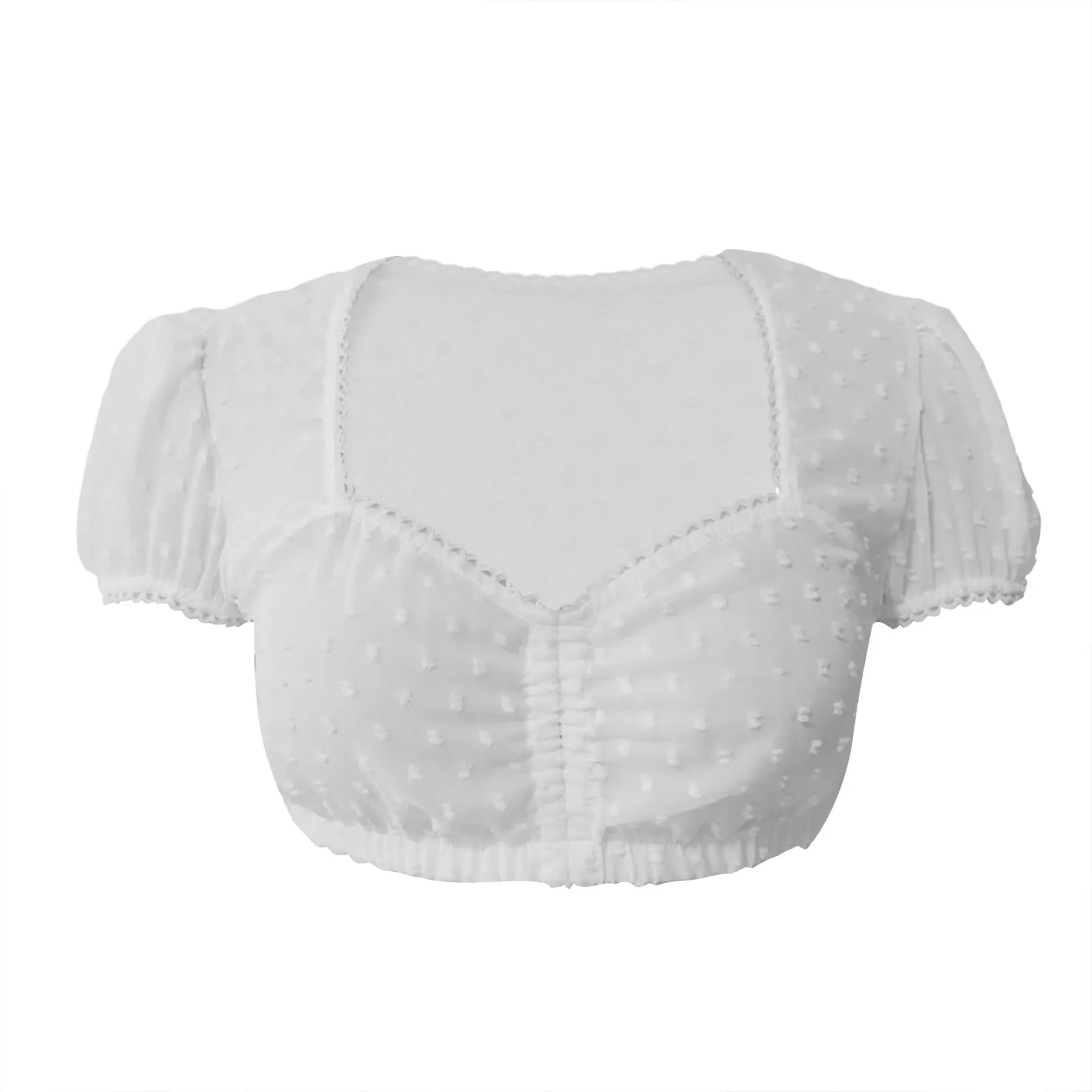 Damen Dirndlbluse mit Spitze und Puffärmeln