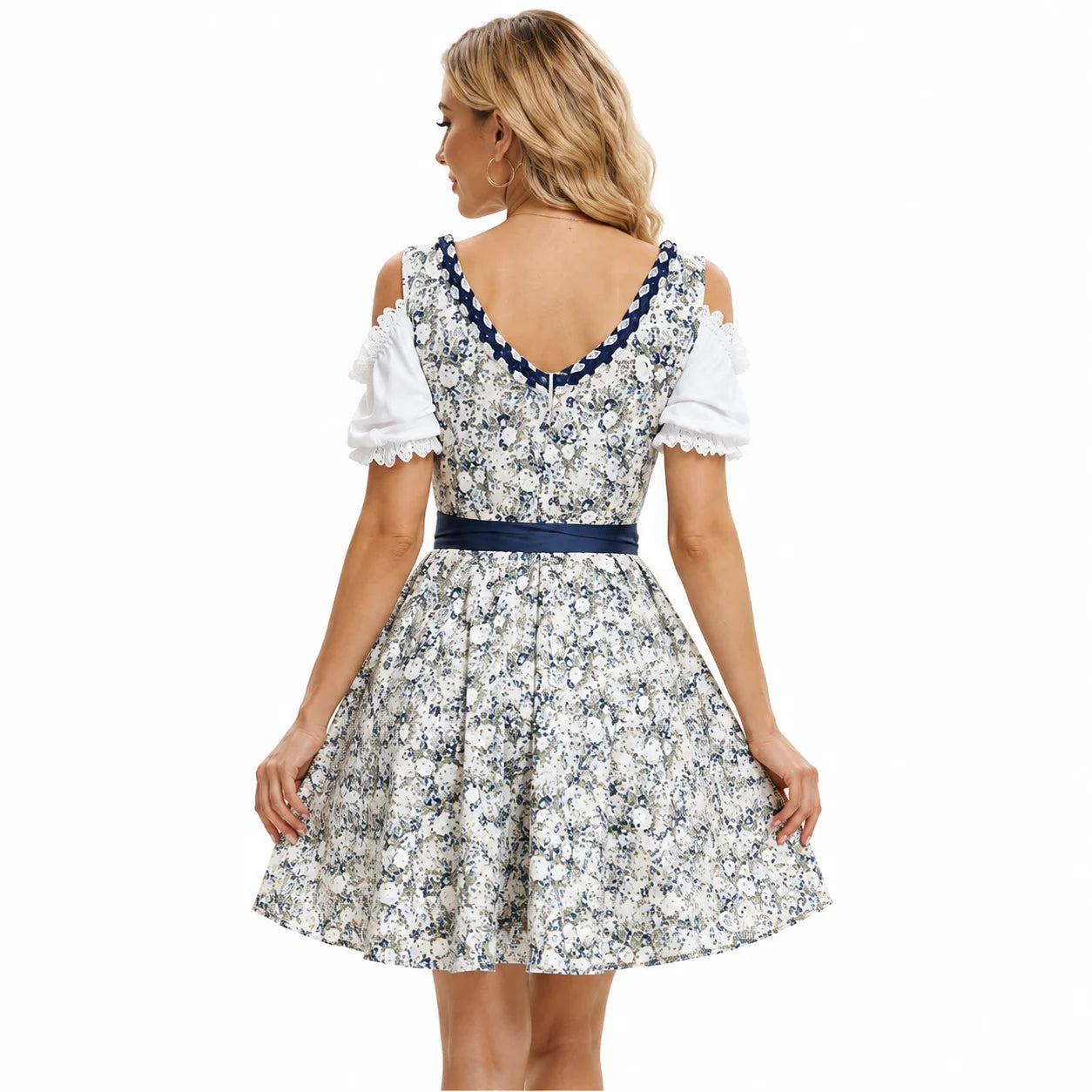 Damen Oktoberfest Dirndl mit Blumenmuster und Schürze