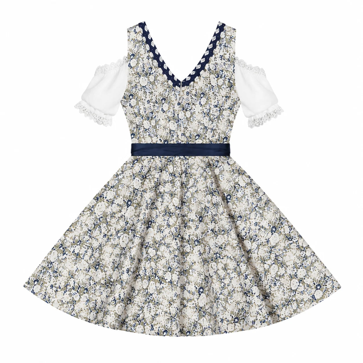 Damen Oktoberfest Dirndl mit Blumenmuster und Schürze
