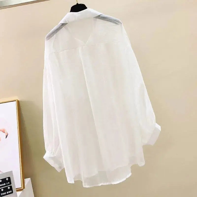 Damen Leichte Chiffon Bluse als Sommer-Cardigan