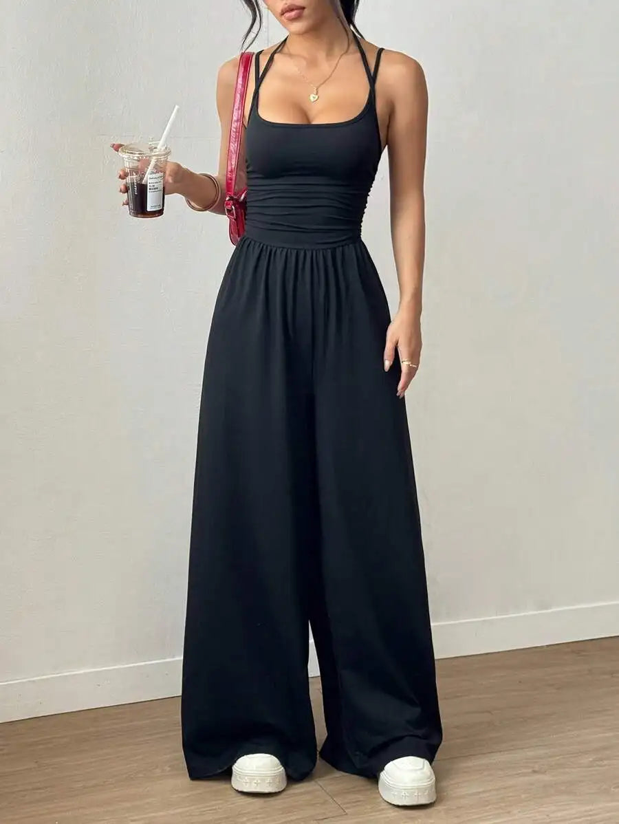 Damen Sommer-Overall mit Neckholder und Geradem Bein