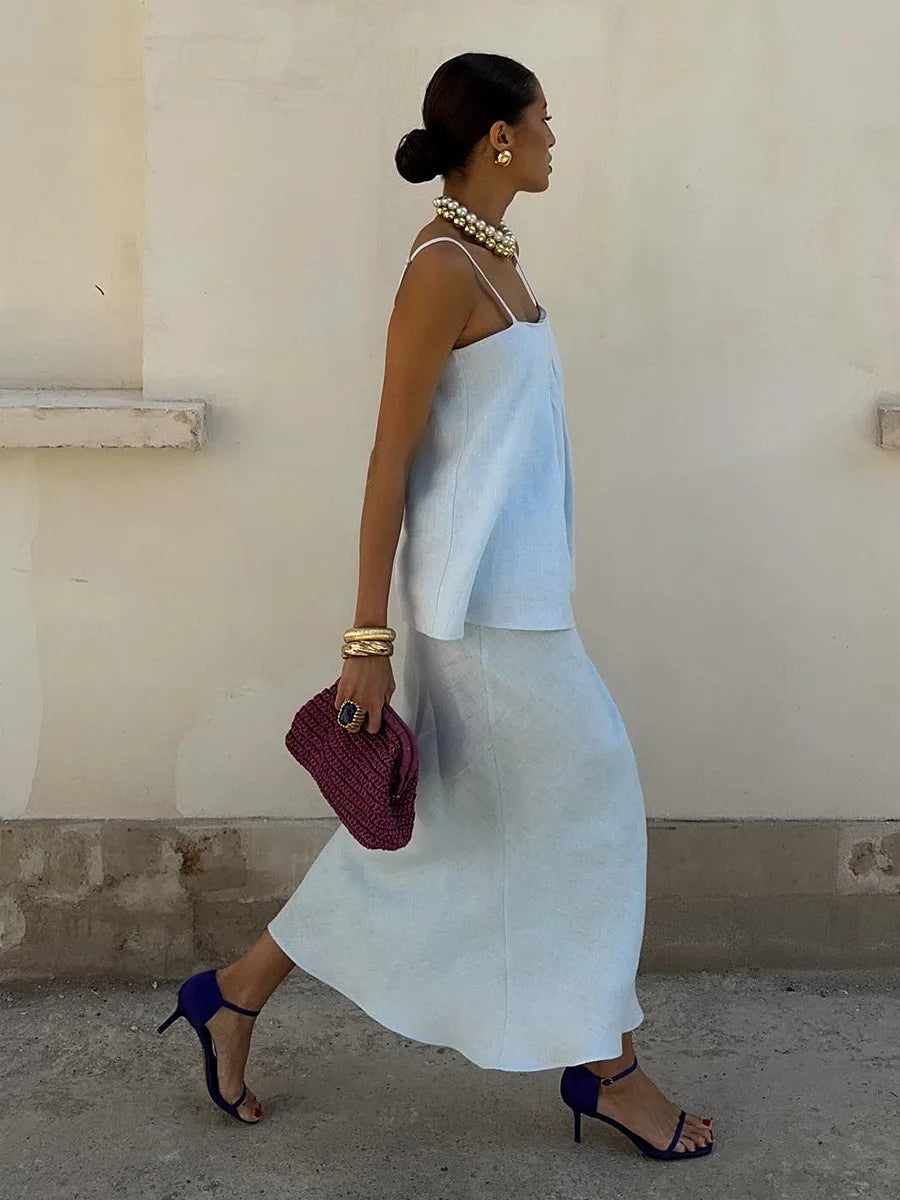Damen Cami Set mit Maxirock im Sommer-Look