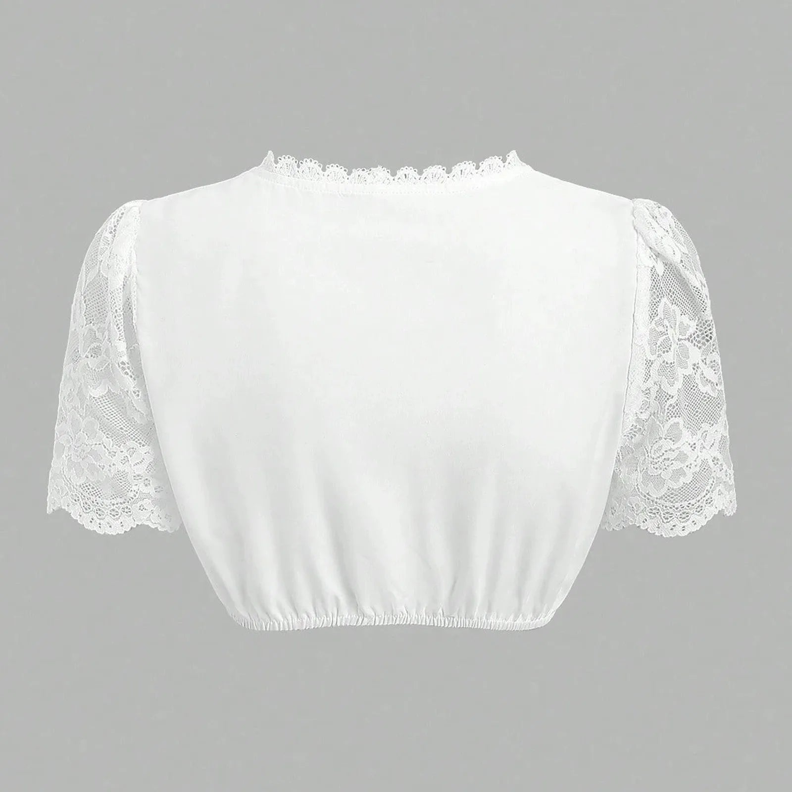 Damen Dirndl-Crop-Top mit Spitzenärmeln