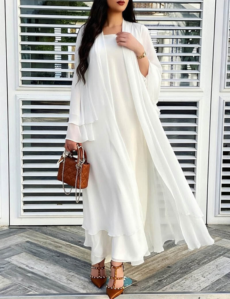 Damen Chiffon Kimono Cardigan mit Rüschen
