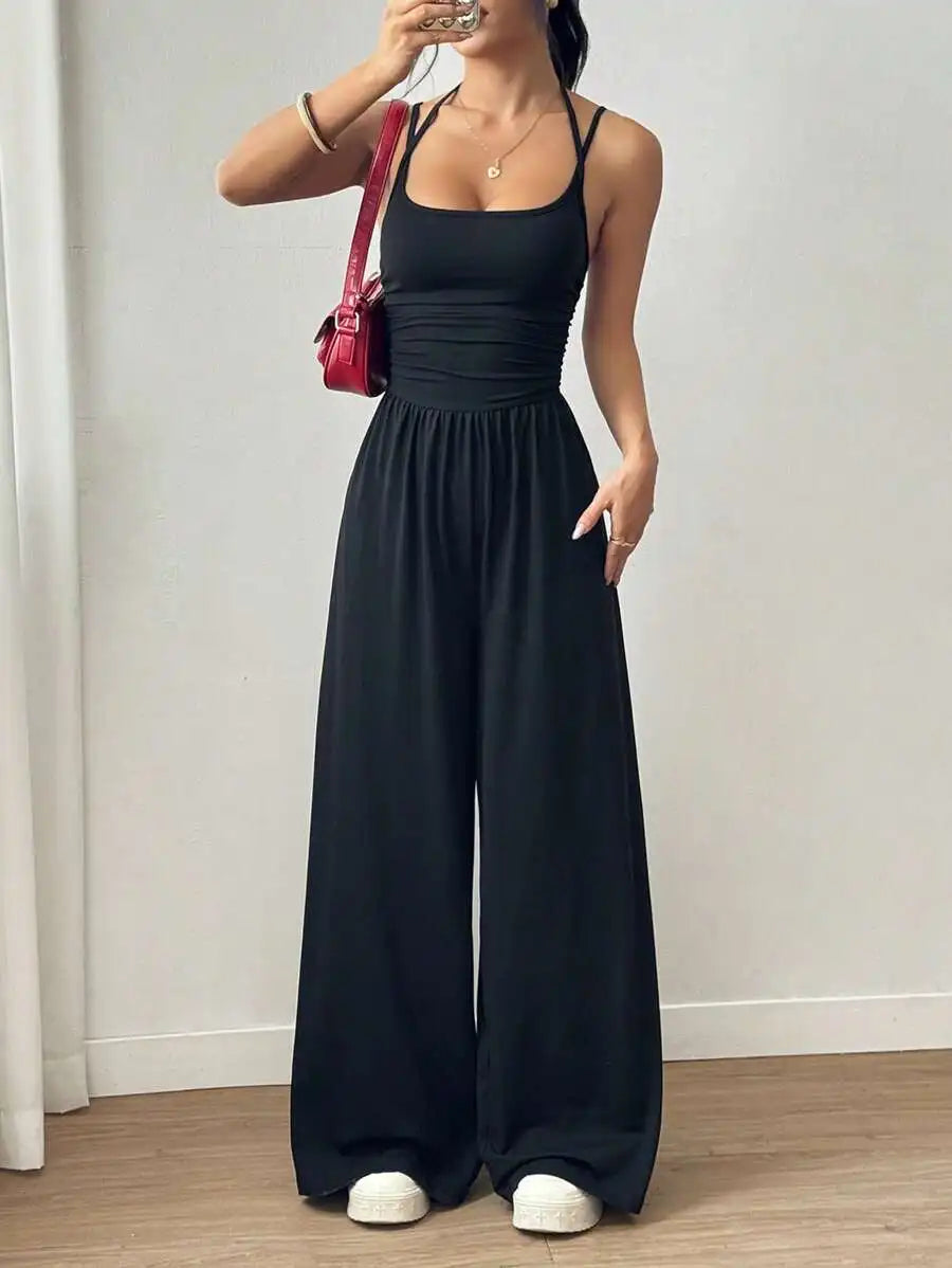 Damen Sommer-Overall mit Neckholder und Geradem Bein