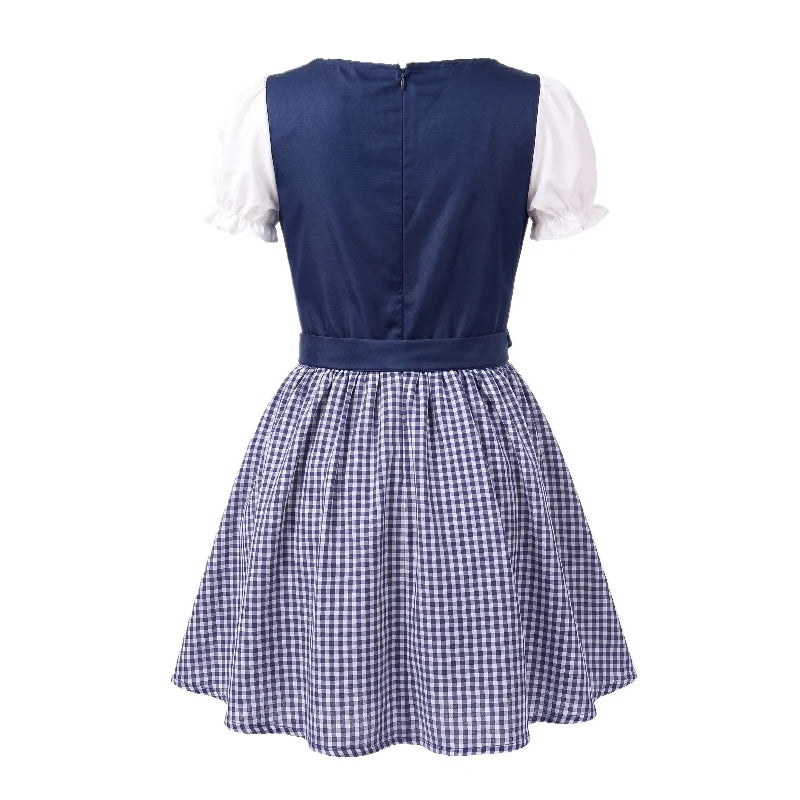 Damen Oktoberfest Dirndl Minikleid mit Puffärmeln