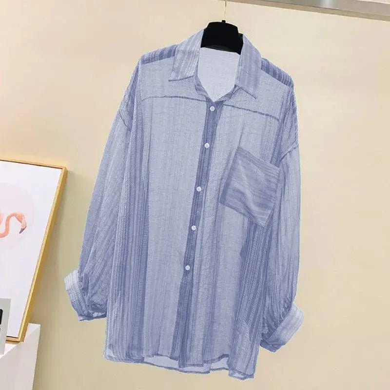 Damen Leichte Chiffon Bluse als Sommer-Cardigan