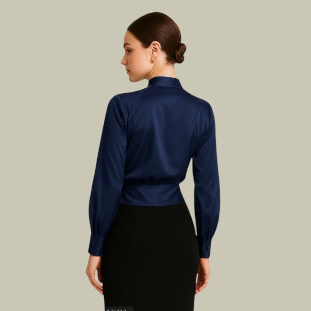 Damen Satin Wickelbluse Elegant für Alltag & Anlässe