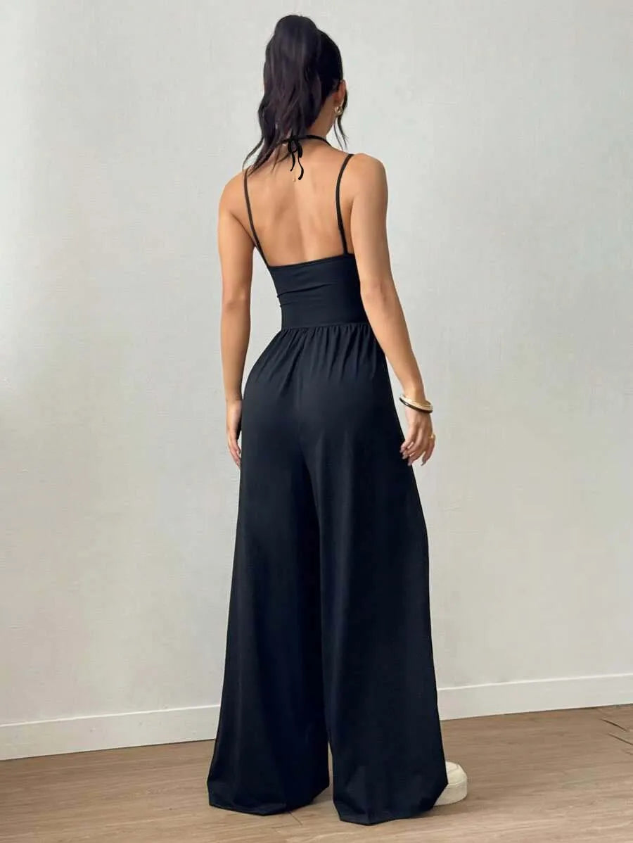 Damen Sommer-Overall mit Neckholder und Geradem Bein