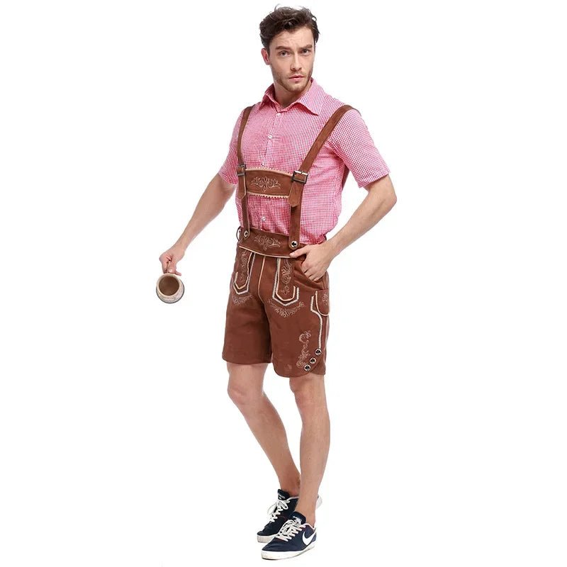 Herren Oktoberfest Lederhosen Kostüm Set