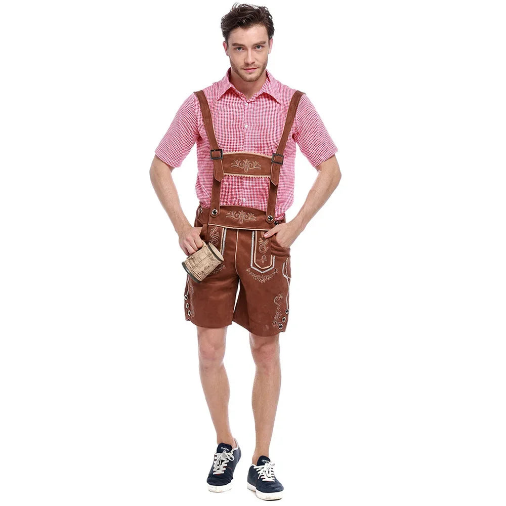 Herren Oktoberfest Lederhosen Kostüm Set