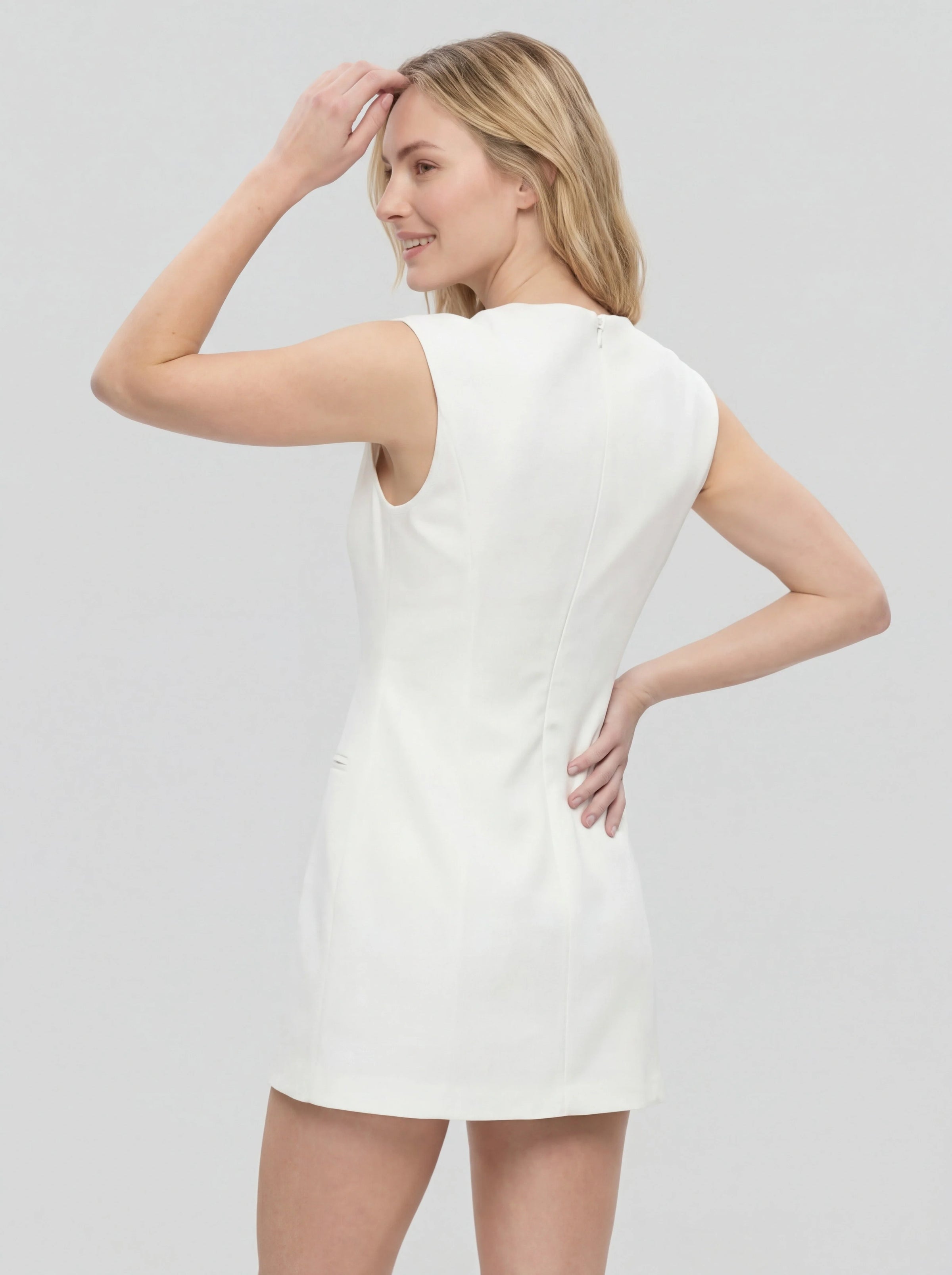 Damen Mini Kleid – Ärmellos & V-Ausschnitt