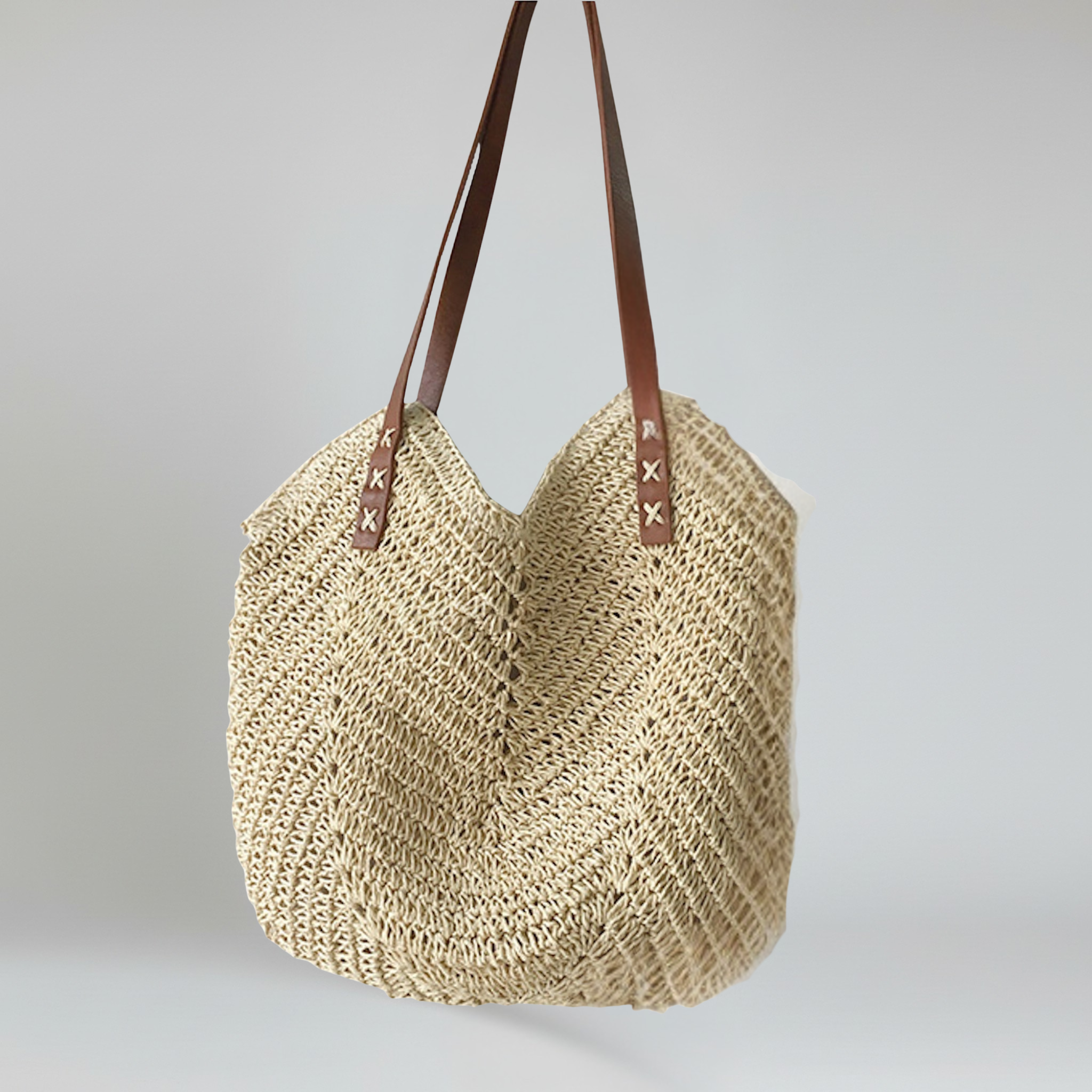 Damen Straw Tote Bag – Gewebte Sommertas für Strand & Urlaub