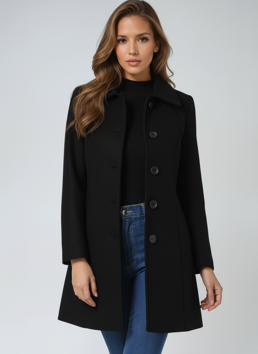 Damen Winter Trenchcoat mit Einreihiger Knopfleiste