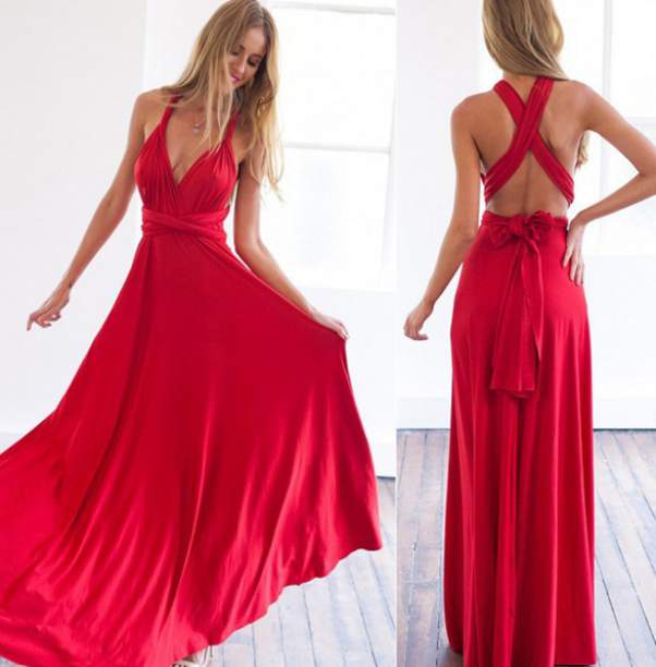 Damen Vielseitiges Wickelkleid mit Multiway-Design