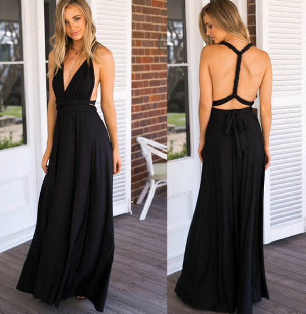 Damen Vielseitiges Wickelkleid mit Multiway-Design
