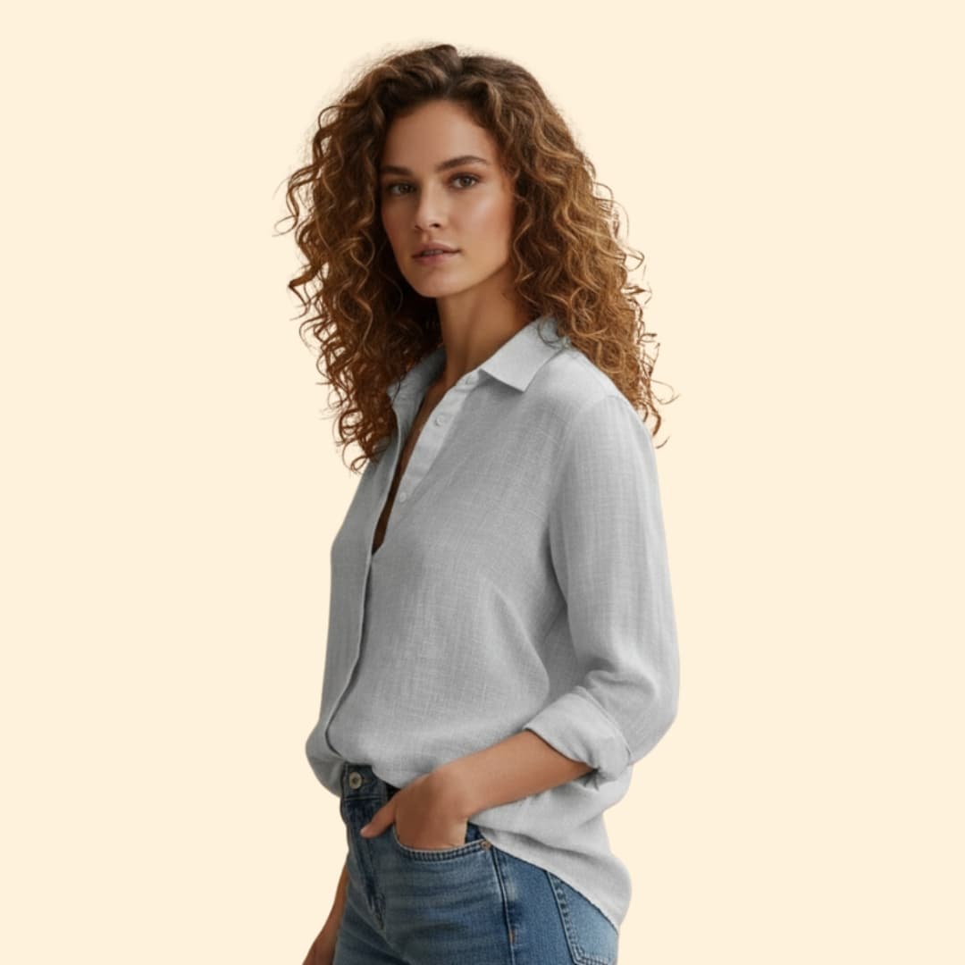 Damen Leinen Hemd – Locker & Sommerlich mit Knopfleiste