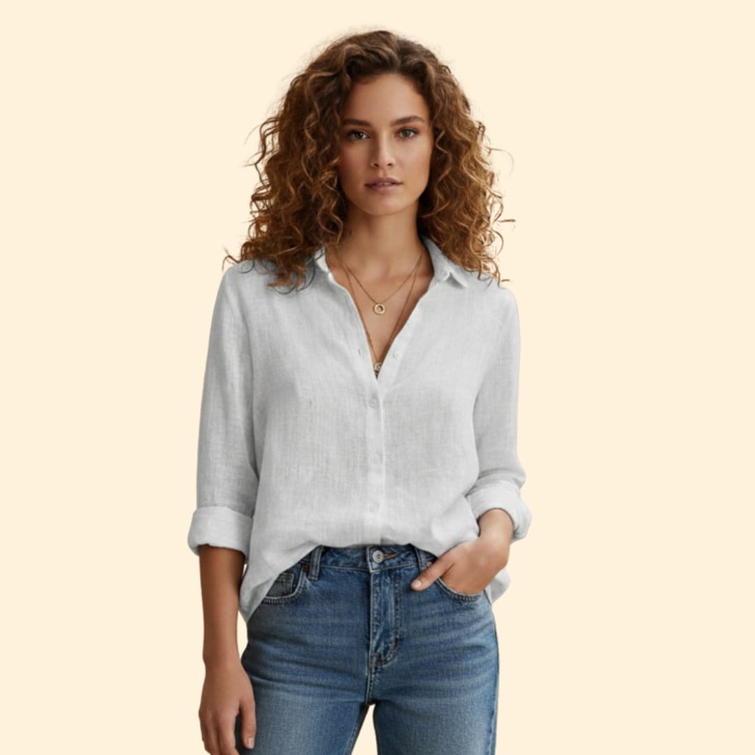 Damen Leinen Hemd – Locker & Sommerlich mit Knopfleiste