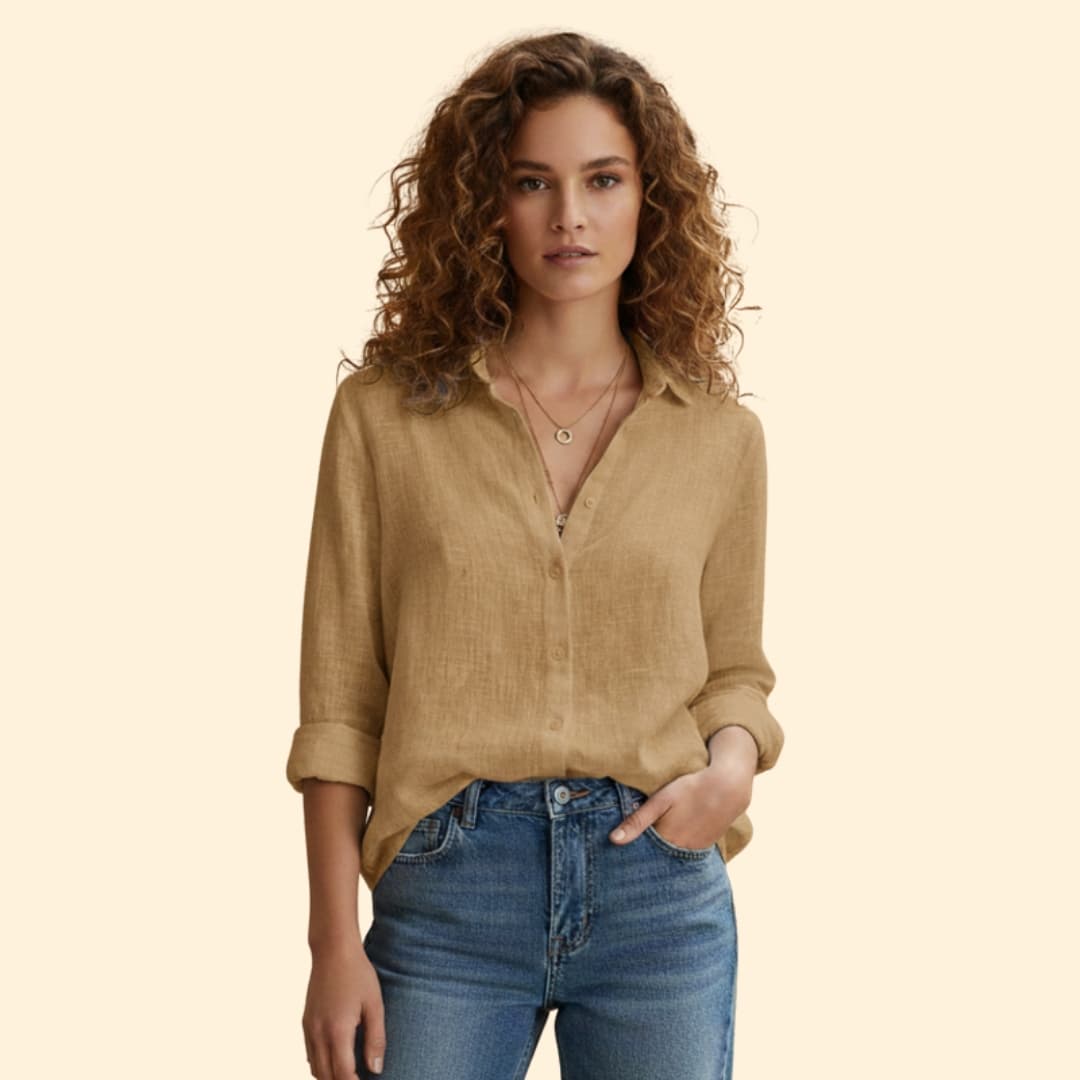 Damen Leinen Hemd – Locker & Sommerlich mit Knopfleiste