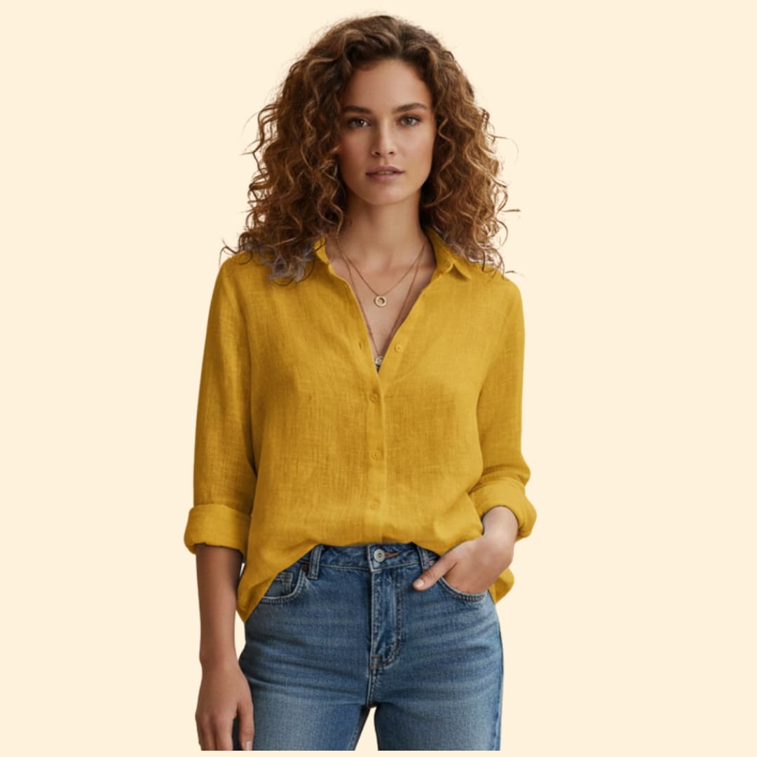 Damen Leinen Hemd – Locker & Sommerlich mit Knopfleiste