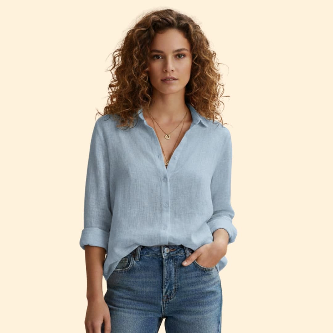 Damen Leinen Hemd – Locker & Sommerlich mit Knopfleiste