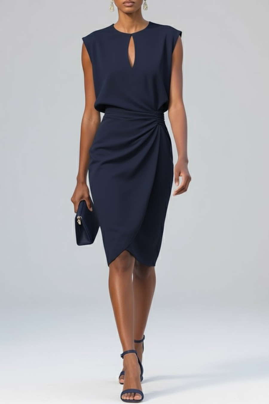 Damen Gerafftes Midikleid