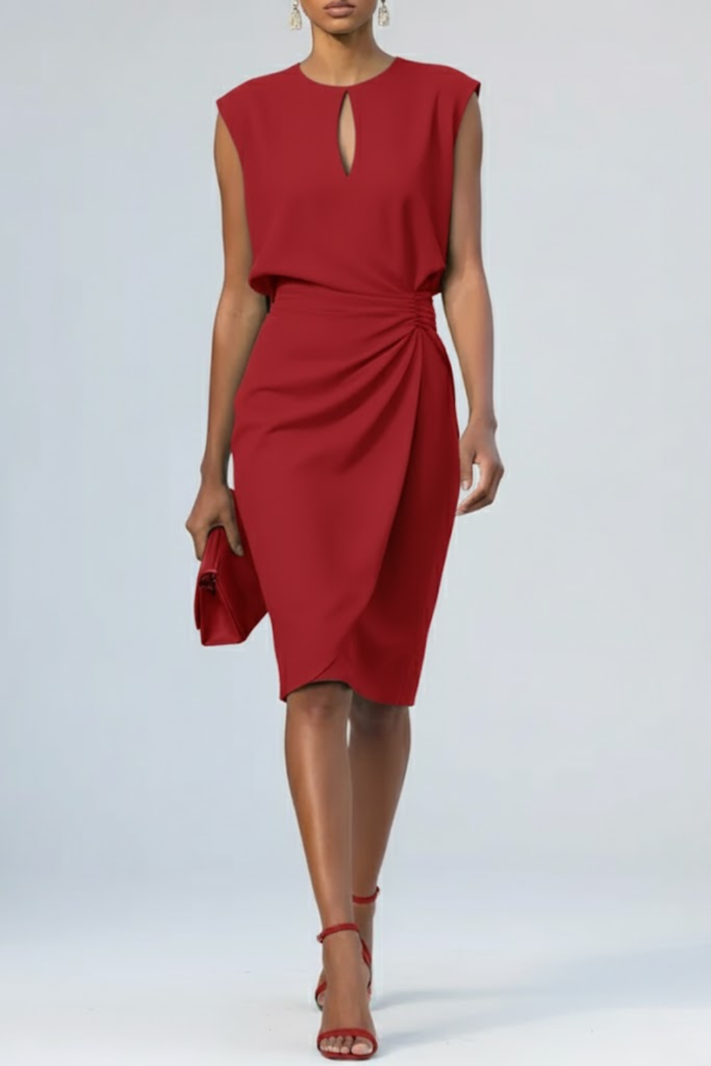 Damen Gerafftes Midikleid