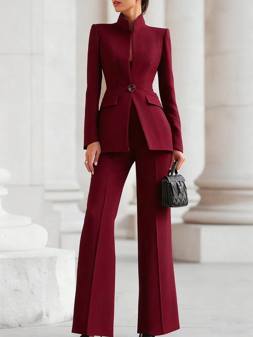 Damen Business Hosenanzug mit Blazer und Weiter Hose