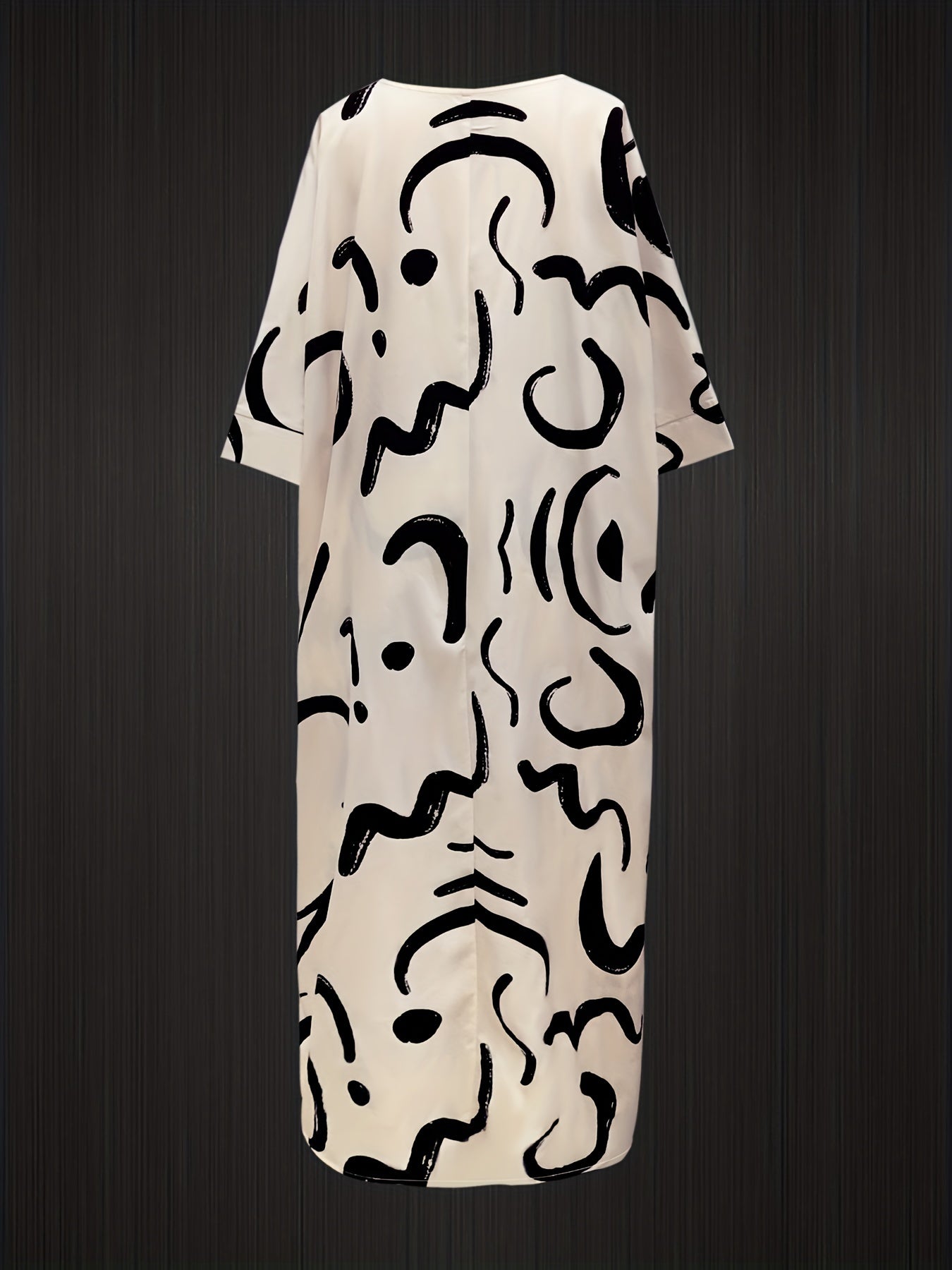 Printed Women's Skirt Suit with V-Neck Loose Seven-Eighth Sleeve Long Shirt and Drawstring Pants