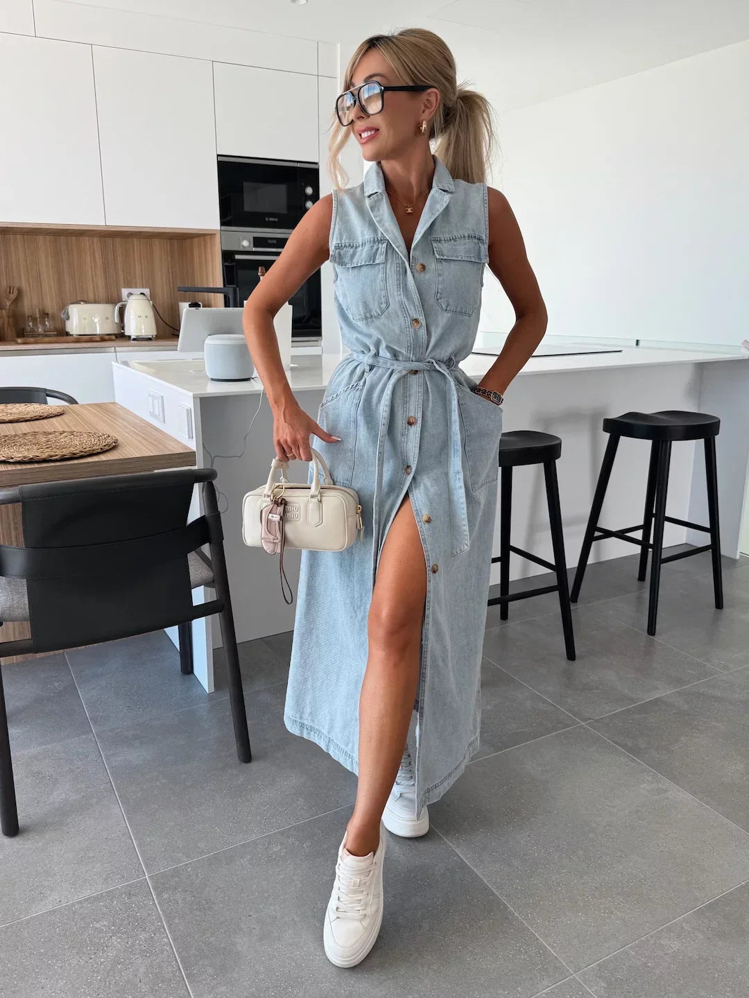 Isabelle | Damen Maxi-Jeanskleid Zeitlos & Elegant