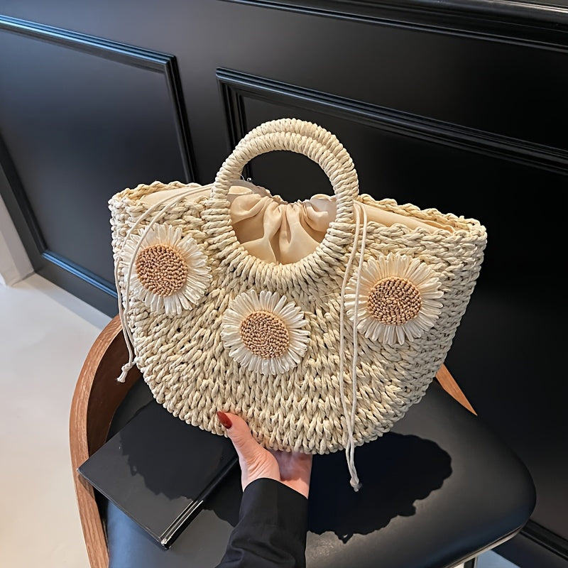 Damen Shopping Korbtasche für Sommer & Strand