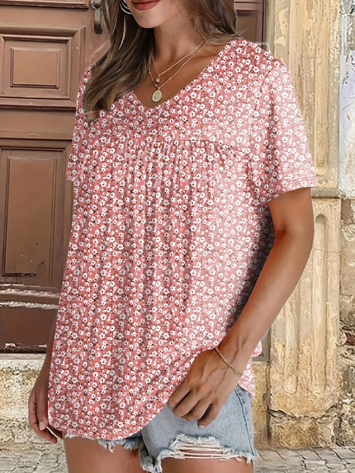 Damen Plus Size T-Shirt – Floraler Print Elegant