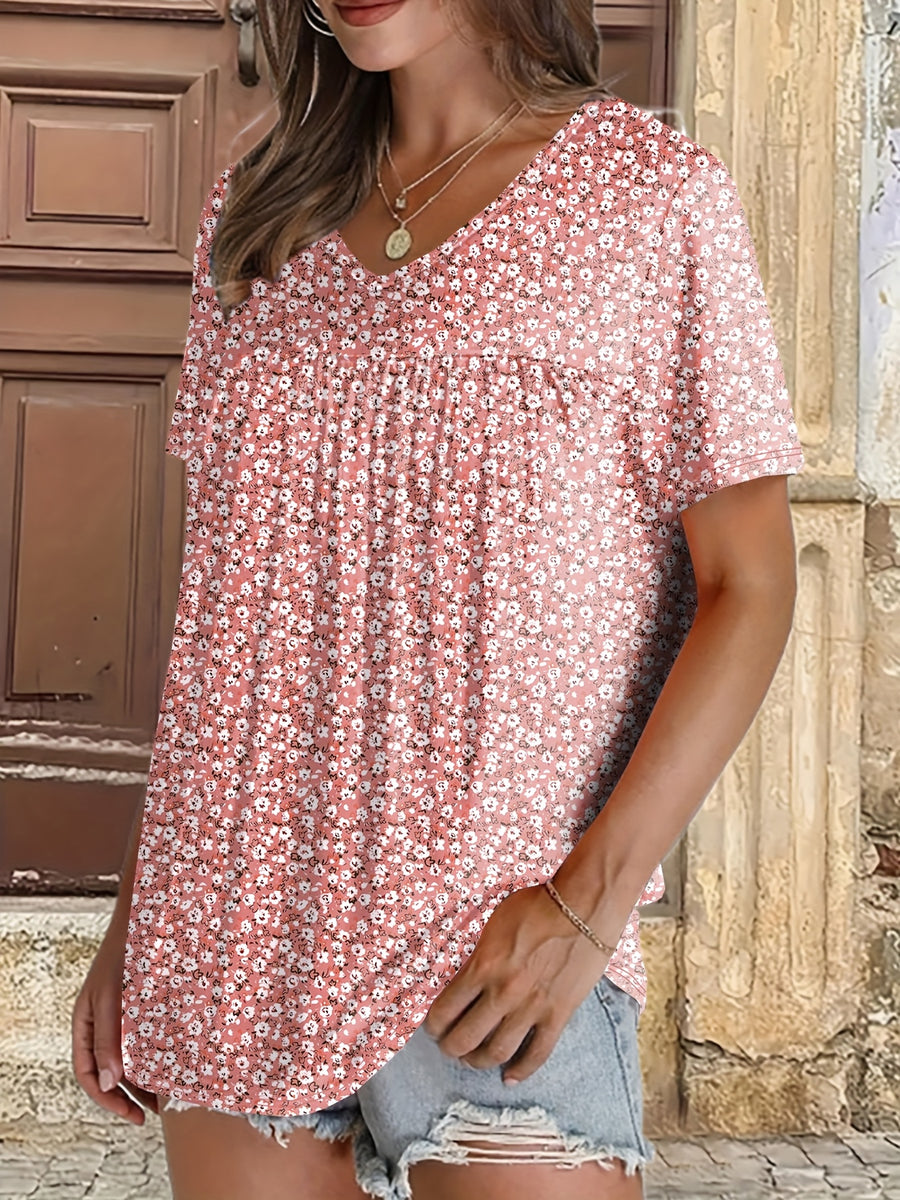 Damen Plus Size T-Shirt – Floraler Print Elegant