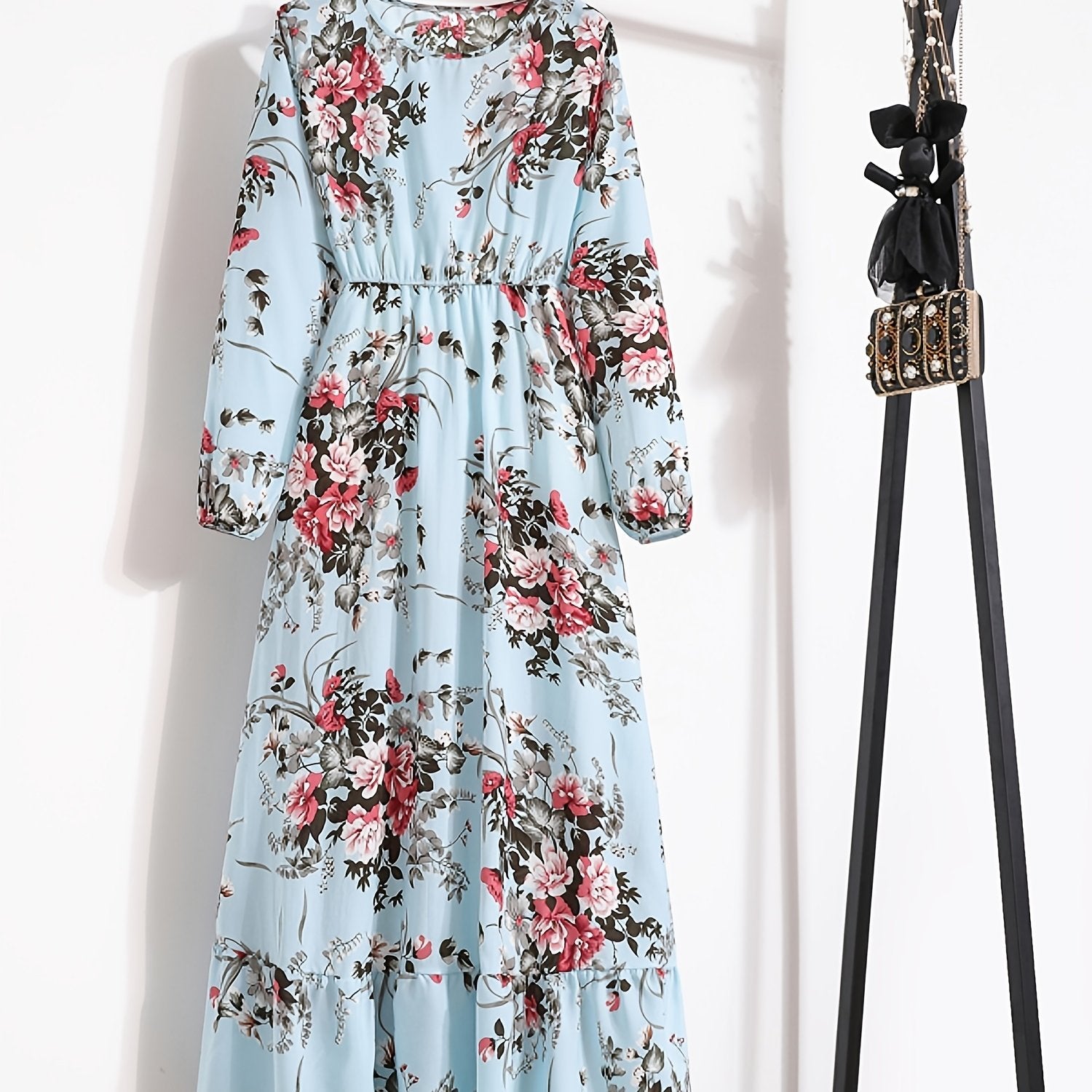 Damen Boho Maxikleid mit Floralprint