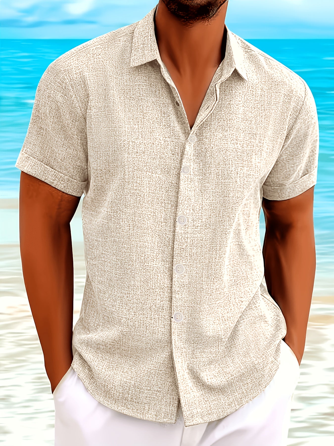 Herren Shirt – Kurzarm Button-Up Lässig Sommer