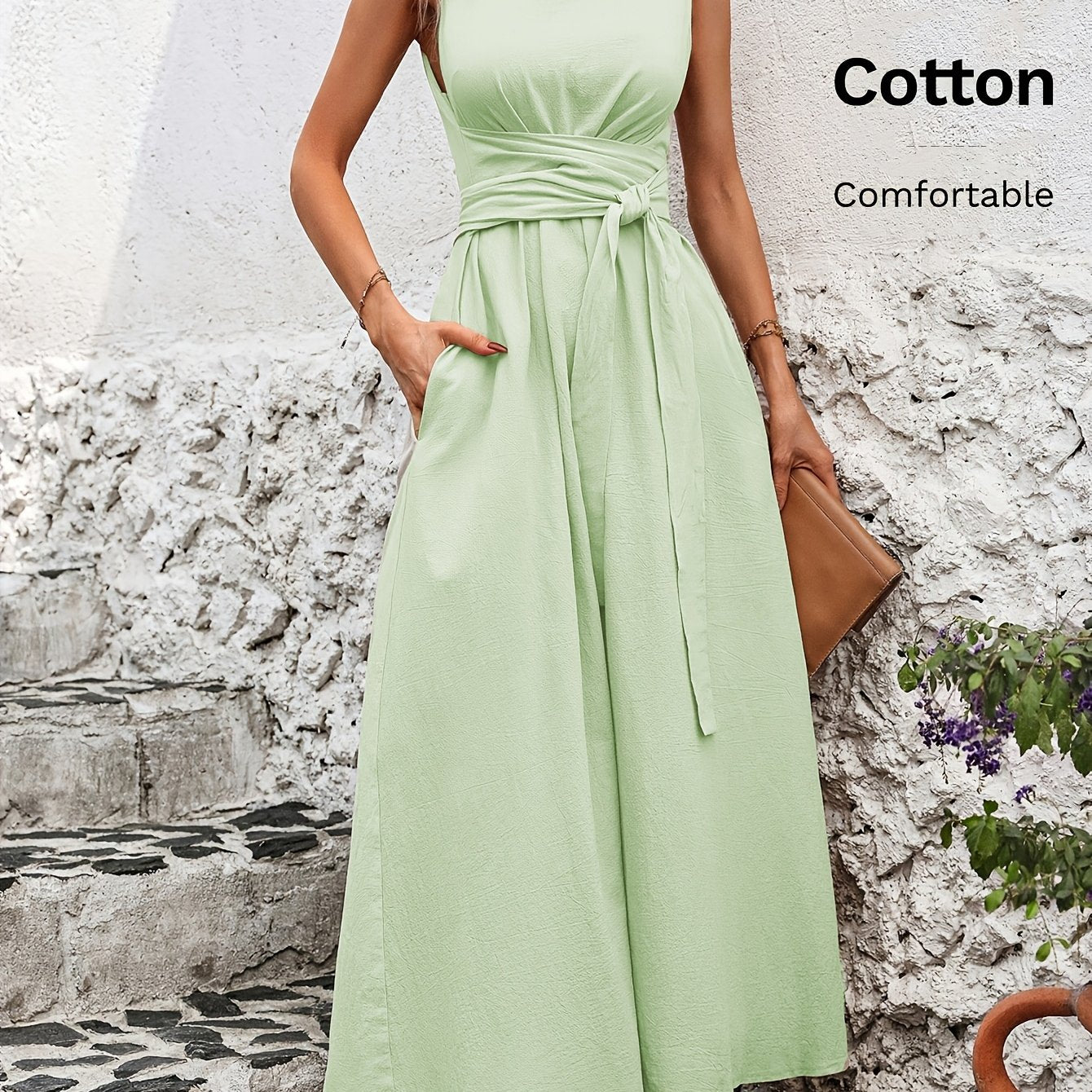 Damen Kleid – Ärmellos mit Schleifendetail Elegant