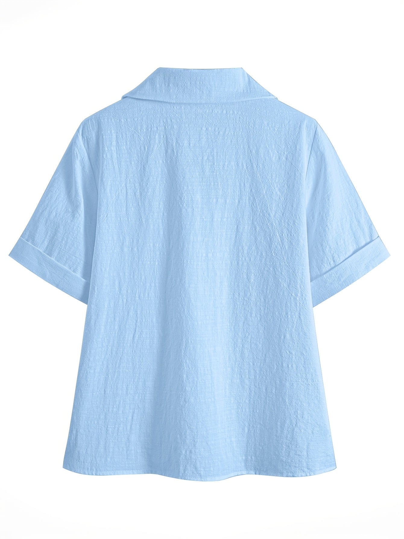 Damen Bluse – Locker & Reverskragen Kurzarm Einfarbig