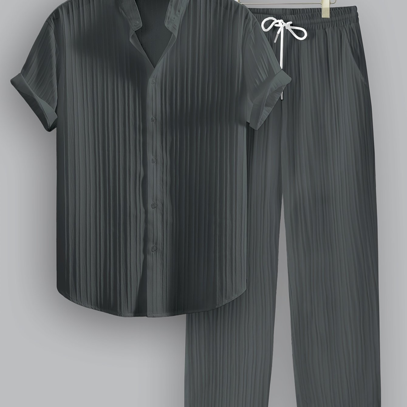 Herren Sommer Set mit Kurzarmhemd und Kordelzughose
