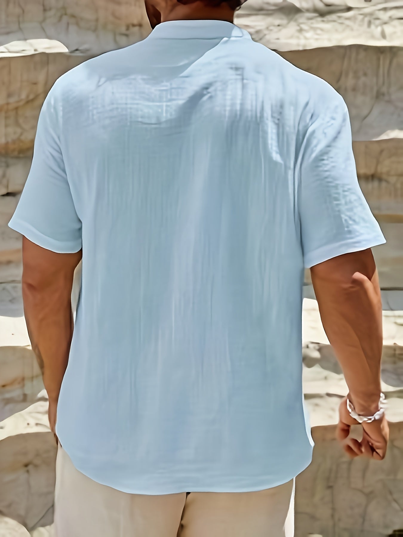 Herren Leinen-Henleyhemd für Urlaub und Strand