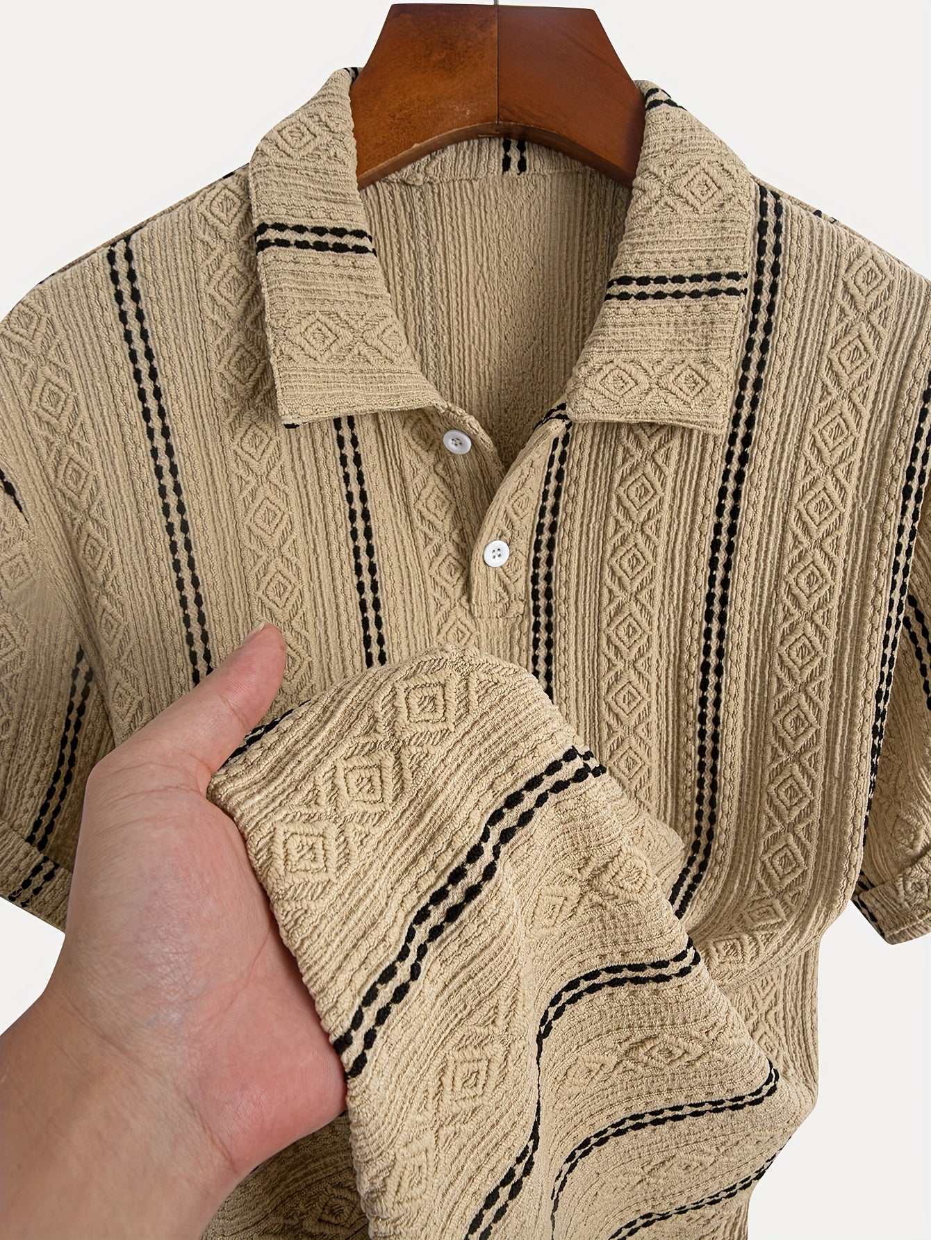 Herren Strick-Poloshirt mit Geometrischem Muster