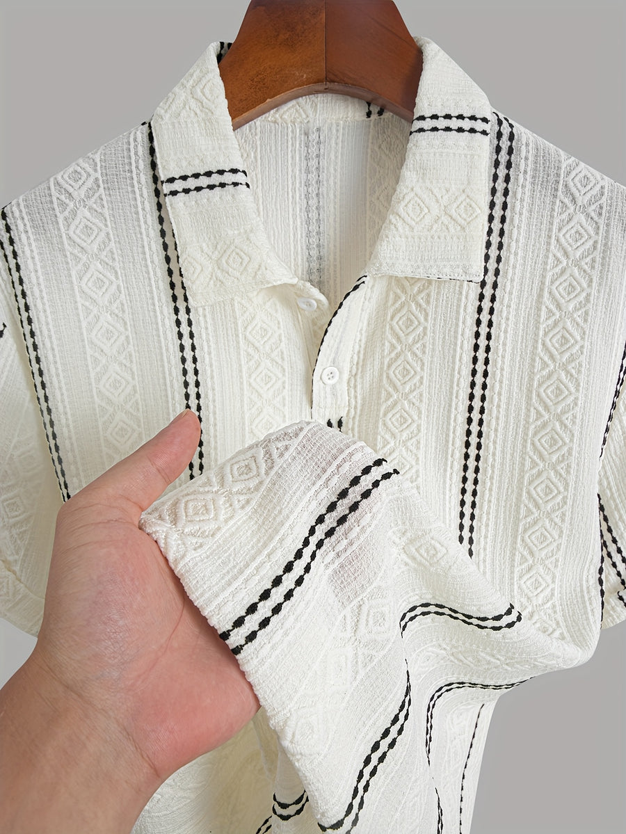 Herren Strick-Poloshirt mit Geometrischem Muster
