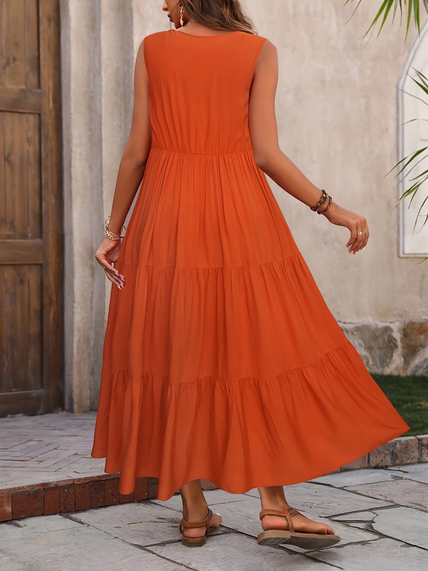 Damen Elegantes Urlaubskleid mit V-Ausschnitt