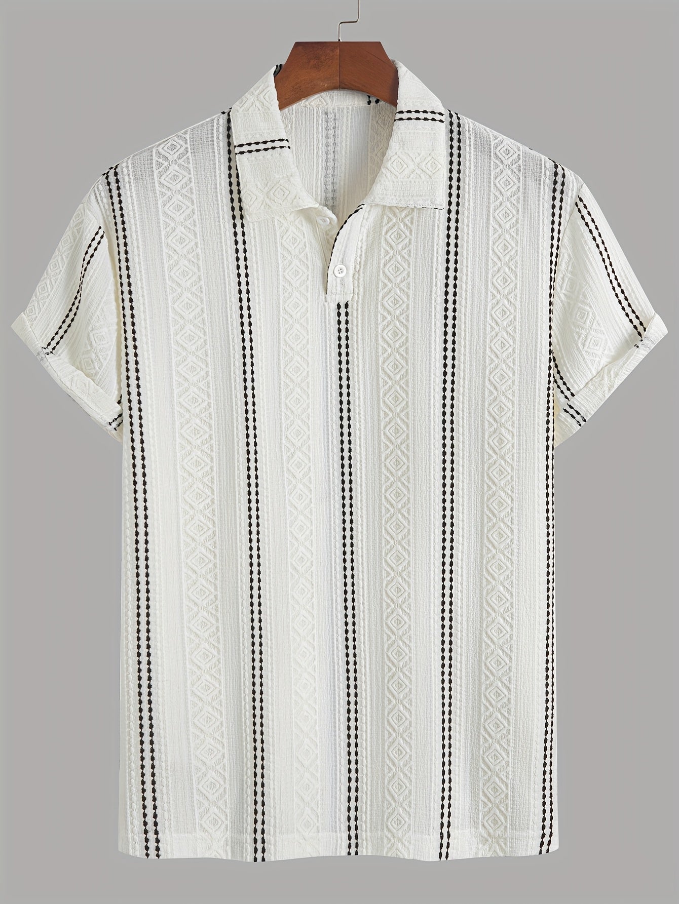 Herren Strick-Poloshirt mit Geometrischem Muster