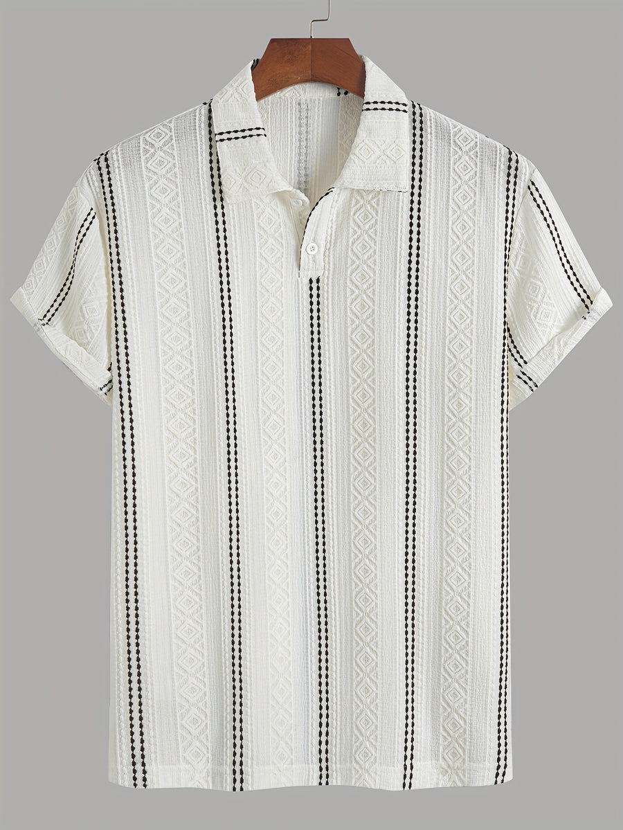 Herren Strick-Poloshirt mit Geometrischem Muster