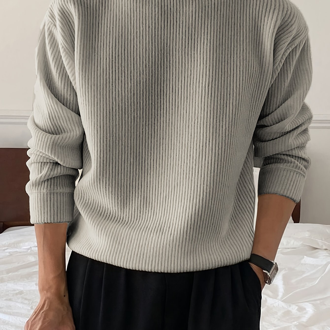 Herren Lockerer Strickpullover mit Rundhals
