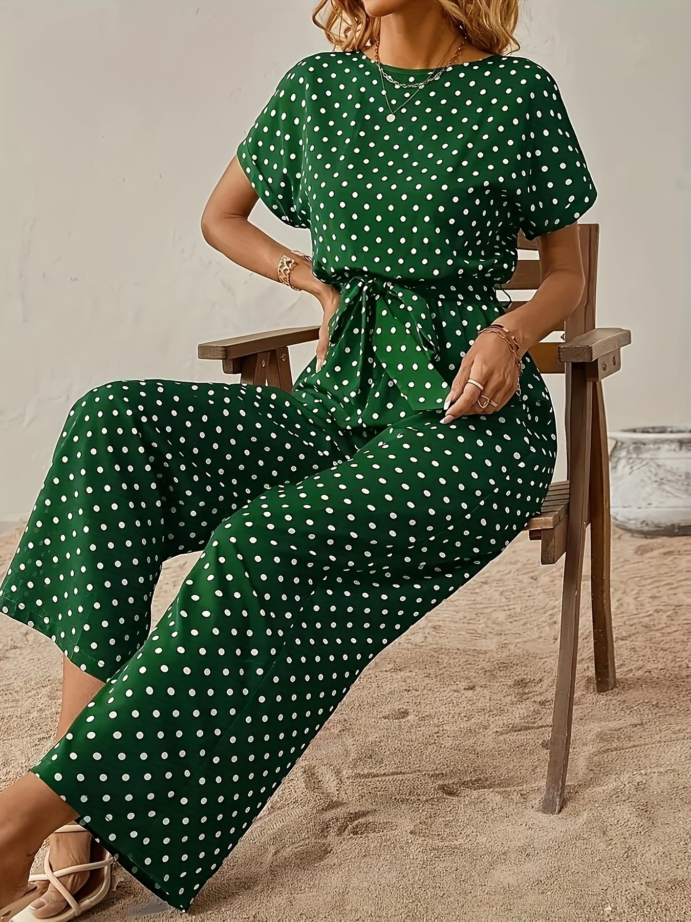 Damen Jumpsuit – Polka Dot Schulterfrei Elegant