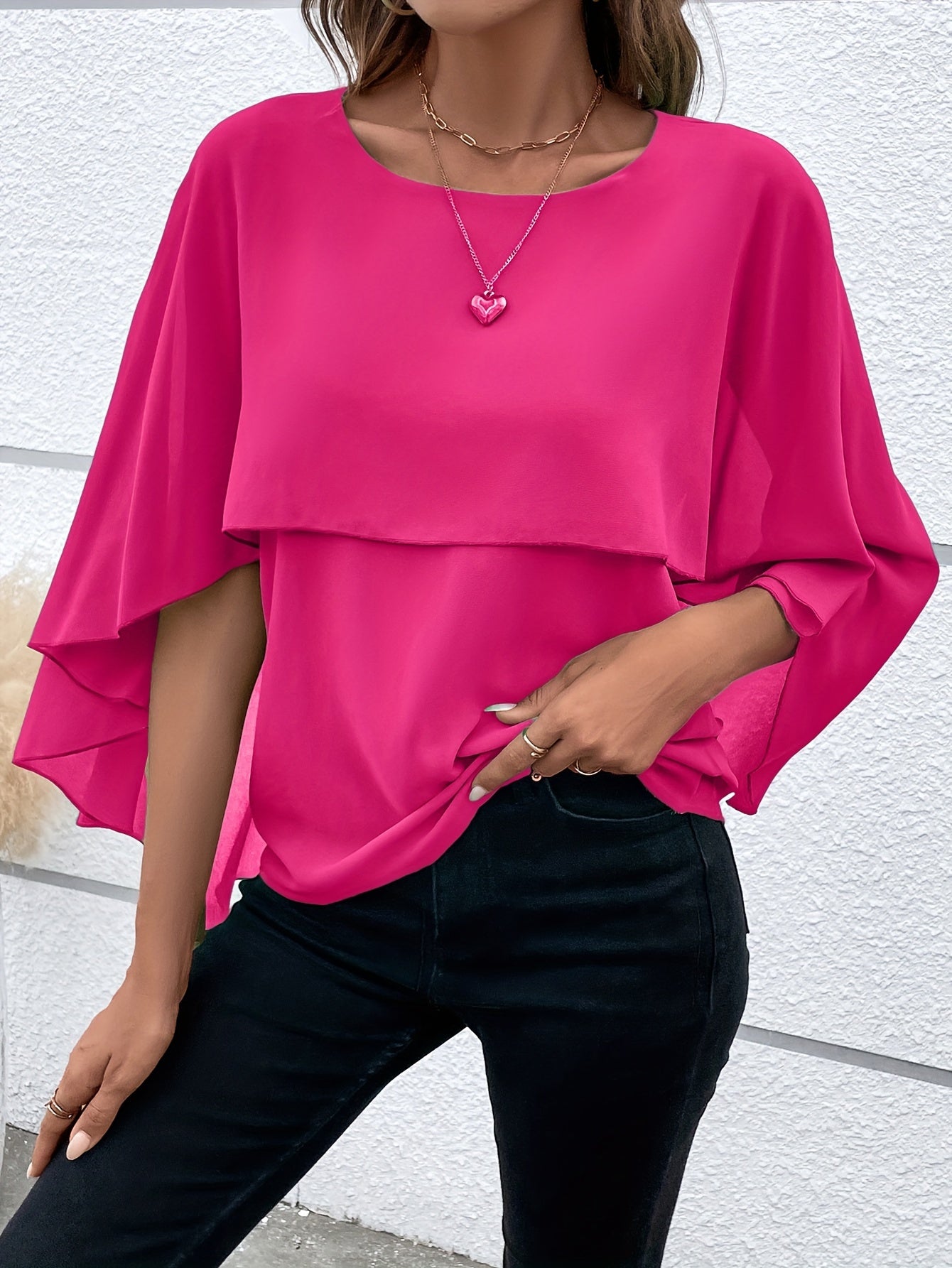 Damen Asymmetrisches Top in Einfarbigem Design