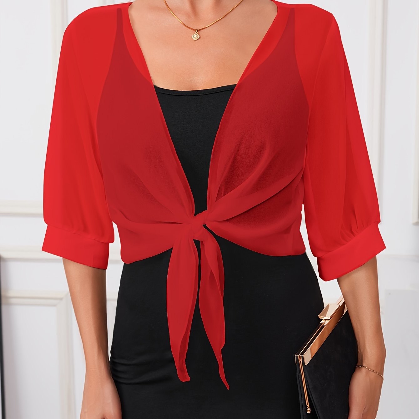 Damen Kleid mit Schal und Hemdjacke